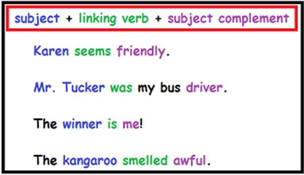 Subject Linking Verb Complement Examples